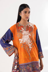 Stitched Multi Raw Silk Embroidered Suit